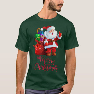 Camiseta Feliz Navidad Santa Entregando Regalos Vacaciones