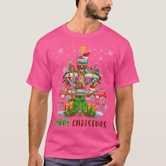 Camiseta Feliz Navidad Santa Fire Camiones de Navidad Luz d
