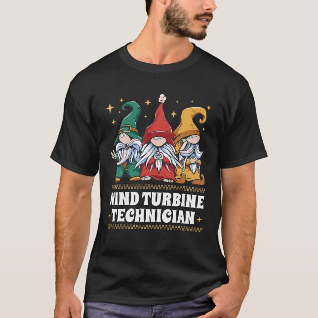 Camiseta Feliz Navidad Santa Gnome Navidad Viento Turbine T (Anverso)