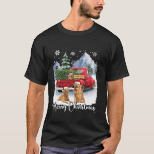 Camiseta Feliz Navidad Santa Golden Retriever Camión Rojo X