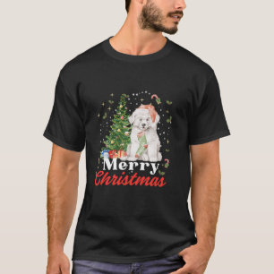 Camiseta Feliz Navidad Santa Hat Dog árbol de navidad para 
