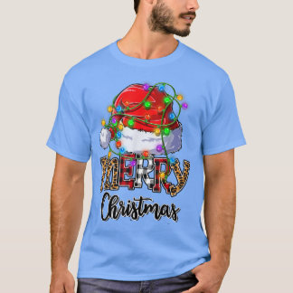 Camiseta Feliz Navidad Santa Hat Ilumina Leopardo Red Buffa