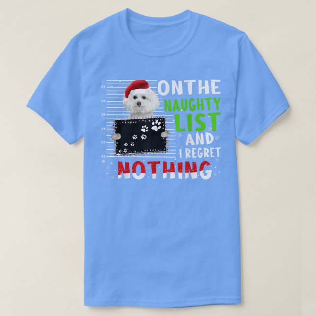 Camiseta Feliz Navidad Santa Hat Poodle Funny Naughy Xma (Diseño del anverso)