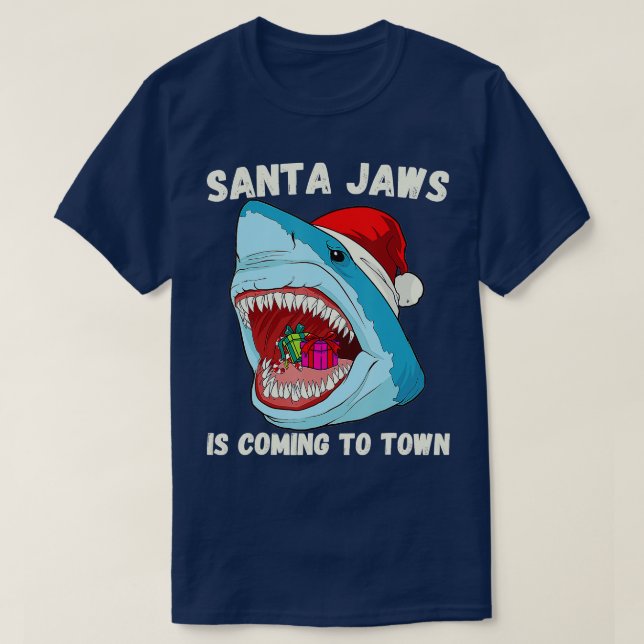 Camiseta Feliz Navidad, Santa Jaws llega a la ciudad divert (Diseño del anverso)