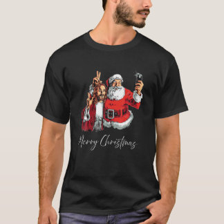 Camiseta Feliz Navidad Santa Jesús Selfie Graciosa Navidad