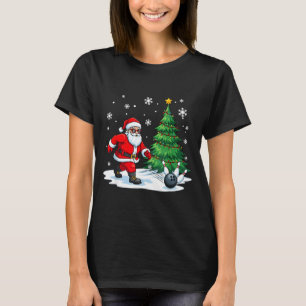 Camiseta Feliz Navidad Santa Jugando Bolos Amantes de Srt