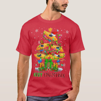 Camiseta Feliz Navidad Santa Kayak Bote Navidad Luz de árbo