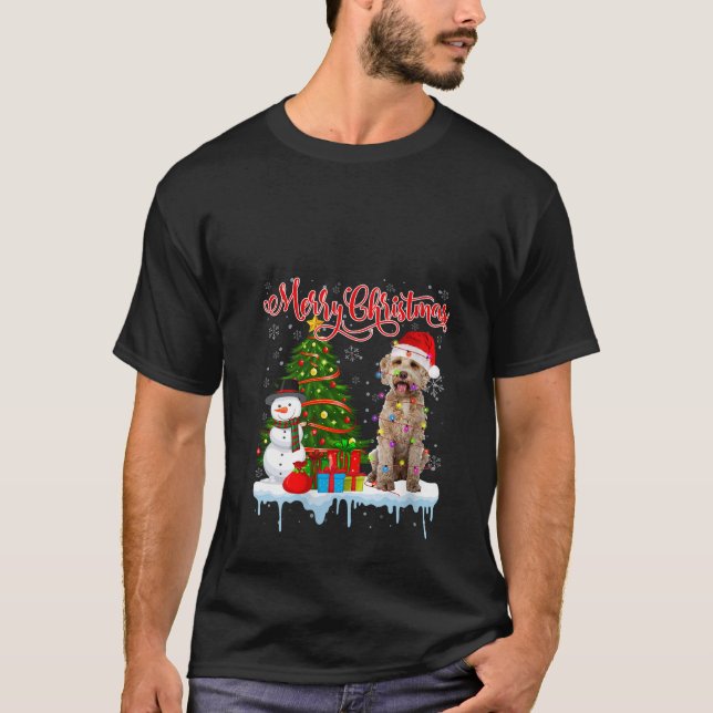 Camiseta Feliz Navidad Santa Labradoodle Árbol de navidad l (Anverso)