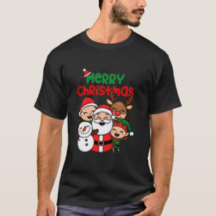 Camiseta Feliz Navidad Santa Muñeco de Nieve Reno Elfo Boni