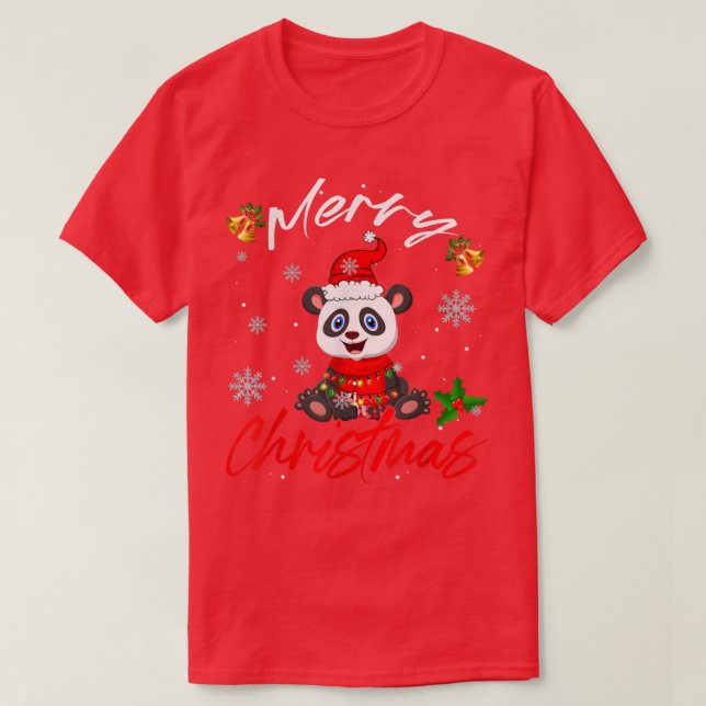 Camiseta Feliz Navidad Santa Panda Noches Luces Funny Fami (Diseño del anverso)