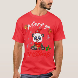 Camiseta Feliz Navidad Santa Panda Noches Luces Funny Fami