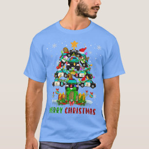 Camiseta Feliz Navidad Santa policía lleva luz de árbol de 