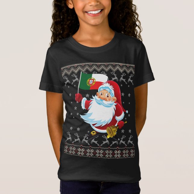 Camiseta Feliz Navidad Santa Portugal Bandera Portuguesa Ug (Anverso)