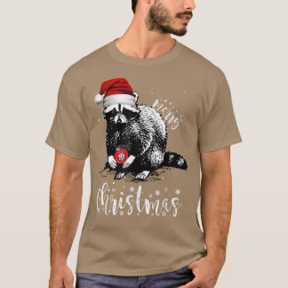 Camiseta Feliz Navidad Santa Raccoon Noches Luces de Navida