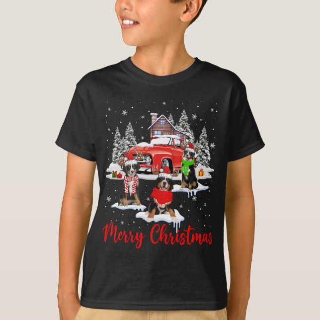 Camiseta Feliz navidad Santa Reindeer Bernese Mountain Wi (Anverso)