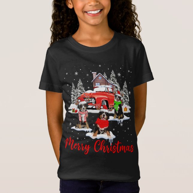 Camiseta Feliz navidad Santa Reindeer Bernese Mountain Wi (Anverso)
