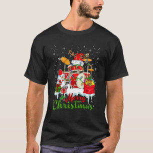 Camiseta Feliz Navidad Santa Reindeer Drum Snowma musical