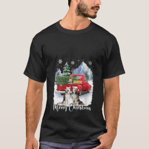 Camiseta Feliz Navidad Santa Siberian Husky Camión Rojo Xma