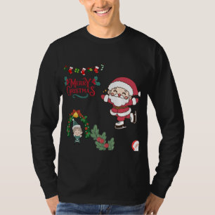 Camiseta Feliz Navidad Santa Skater Niños Diversión de Navi
