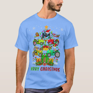 Camiseta Feliz Navidad Santa Tractores Xmas Árbol Light