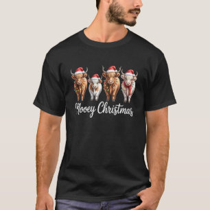 Camiseta Feliz Navidad Santa Vaca Highland Santa Árbol de N