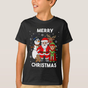 Camiseta Feliz Navidad Santa y amigos niños Chicas F