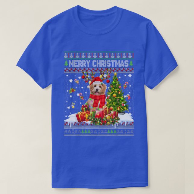 Camiseta Feliz Navidad Shih Tzu Santa Xmas Árbol Ilumina Ug (Diseño del anverso)
