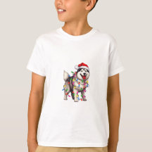 Feliz Navidad Siberian Husky con Santa Hat