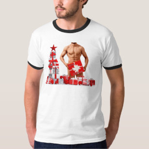 Camiseta Feliz Navidad SlipperyJoe regalo rojo blanco plata