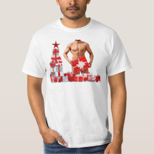 Camiseta Feliz Navidad SlipperyJoe regalo rojo blanco plate