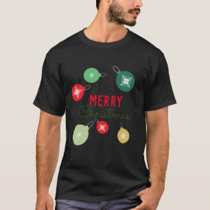 Camiseta Feliz Navidad Snowflakes Ornament Black T-Shirt