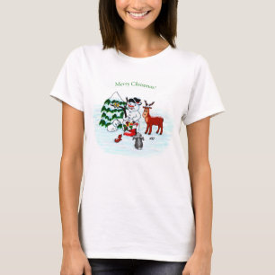 Camiseta ¡Feliz Navidad! Snowman con sus amigos