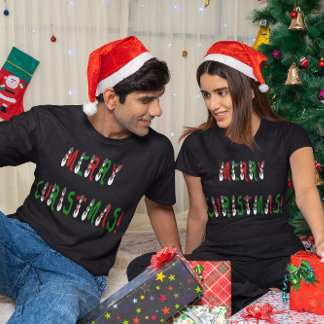 Camiseta Feliz Navidad Snowman Font Dark T-Shirt