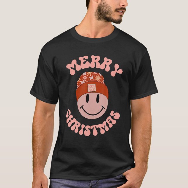 Camiseta Feliz Navidad Snowman Retro North Pole Sonriendo F (Anverso)