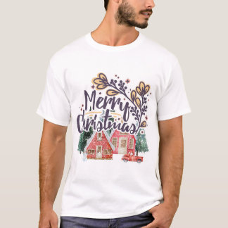 Camiseta Feliz Navidad Snowy House Camión de Invierno