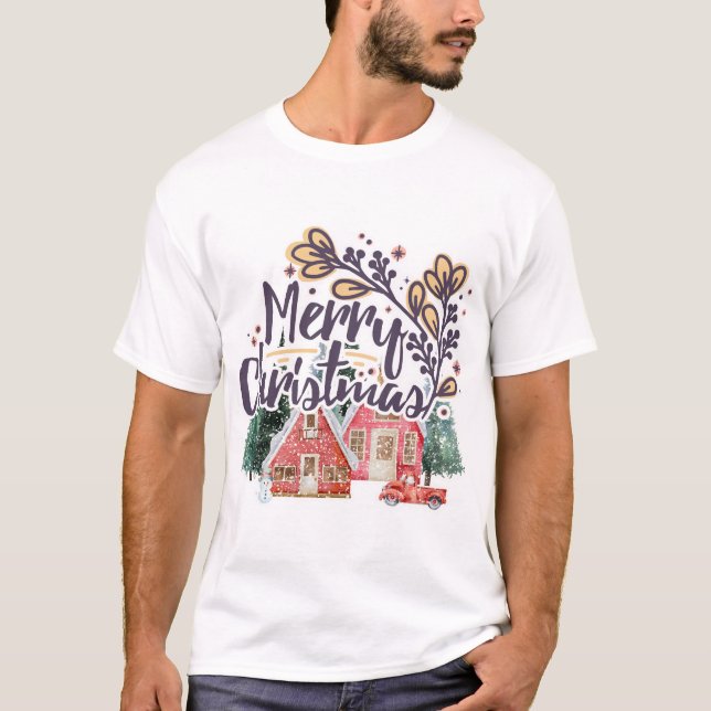 Camiseta Feliz Navidad Snowy House Camión de Invierno (Anverso)