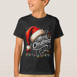 Camiseta Feliz Navidad Sombrero Rojo de Santa Navidad Famil