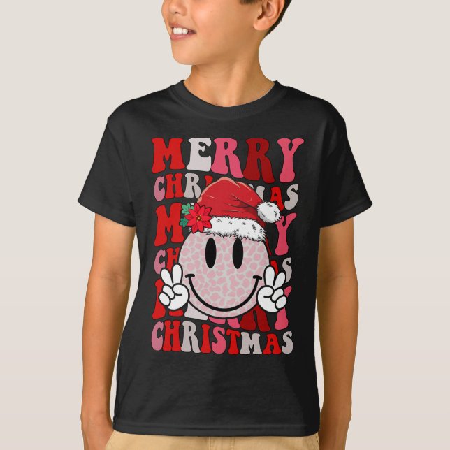 Camiseta Feliz navidad sonrisa cara a Santa Claus Gorra Gro (Anverso)