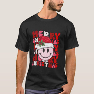 Camiseta Feliz Navidad Sonrisa Cara Santa Claus Gorra Retro