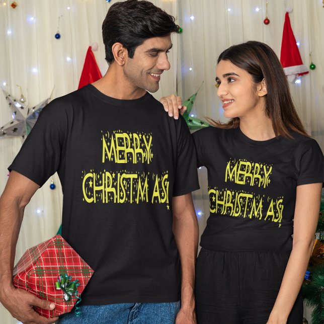 Camiseta Feliz Navidad Starry Night Font (Merry Christmas Starry Night Font T-Shirt)