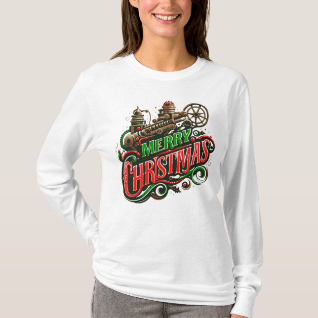 Camiseta Feliz Navidad steampunk (Anverso)