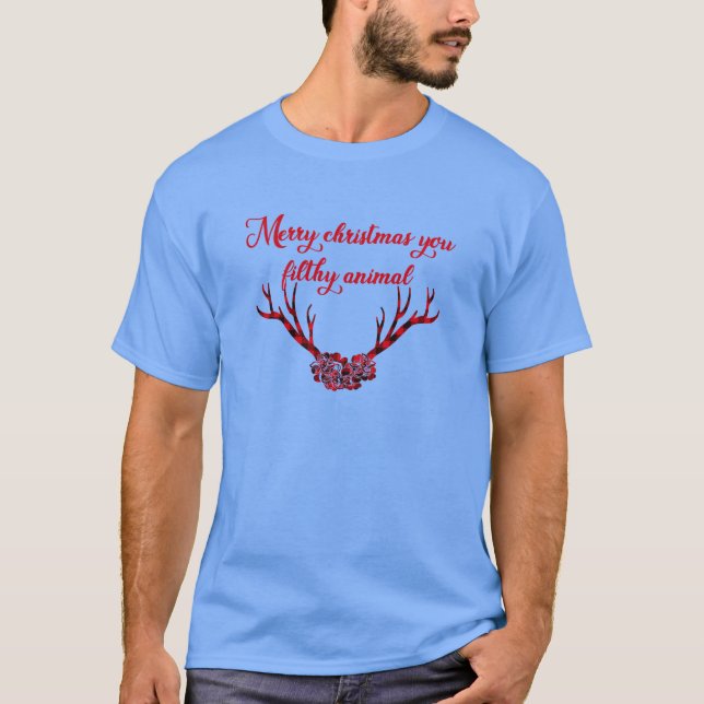 Camiseta Feliz Navidad, sucio animal (Anverso)