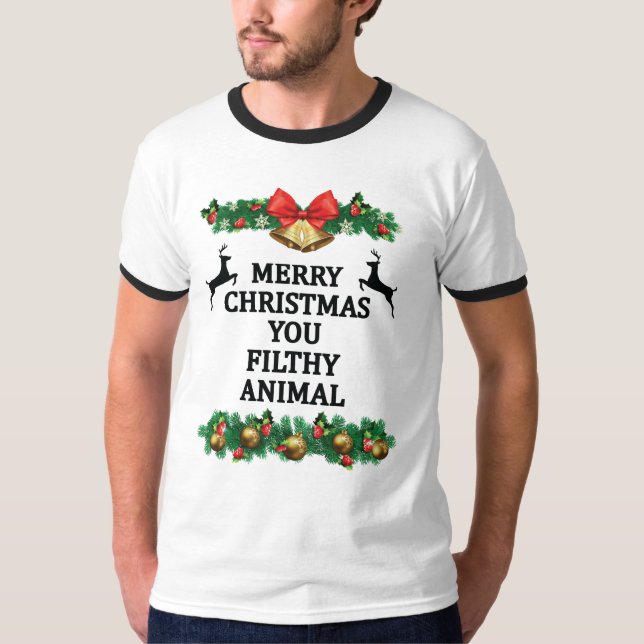 Camiseta Feliz Navidad, sucio animal (Anverso)