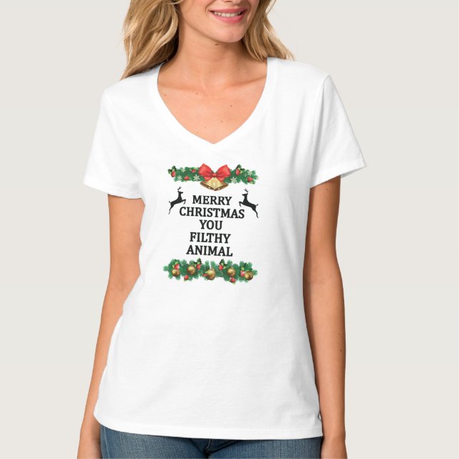 Camiseta Feliz Navidad, sucio animal (Anverso)