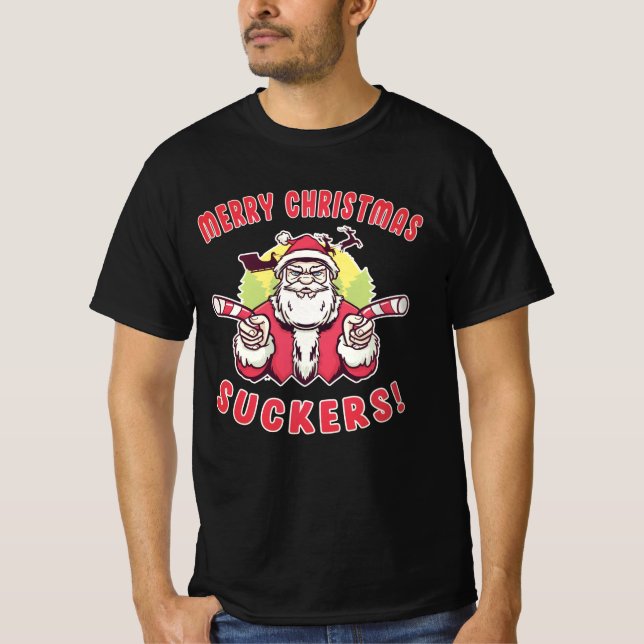 Camiseta Feliz Navidad Suckers Santa Claus músculo (Anverso)