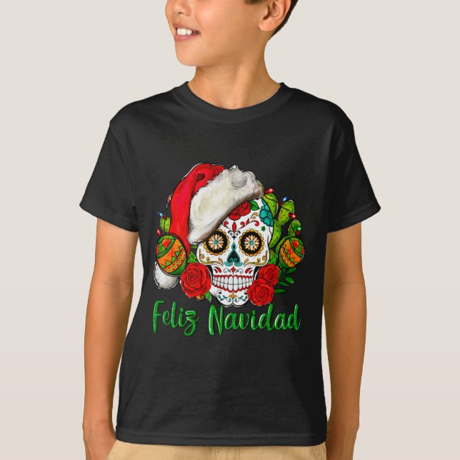 Camiseta Feliz Navidad Sugar Skull Mexican Christmas  (Anverso)