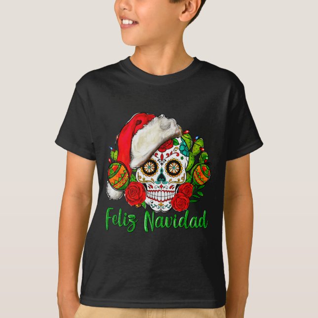 Camiseta Feliz Navidad Sugar Skull Mexican Christmas  (Anverso)