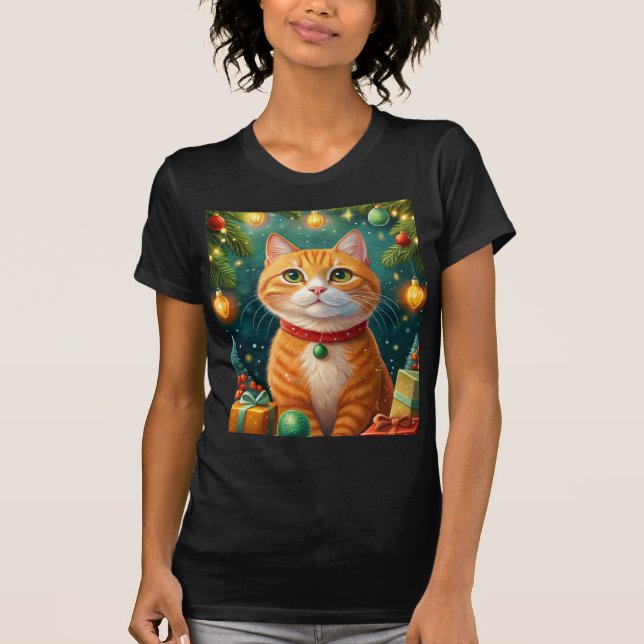 Camiseta Feliz navidad te desea el gato naranja (Anverso)