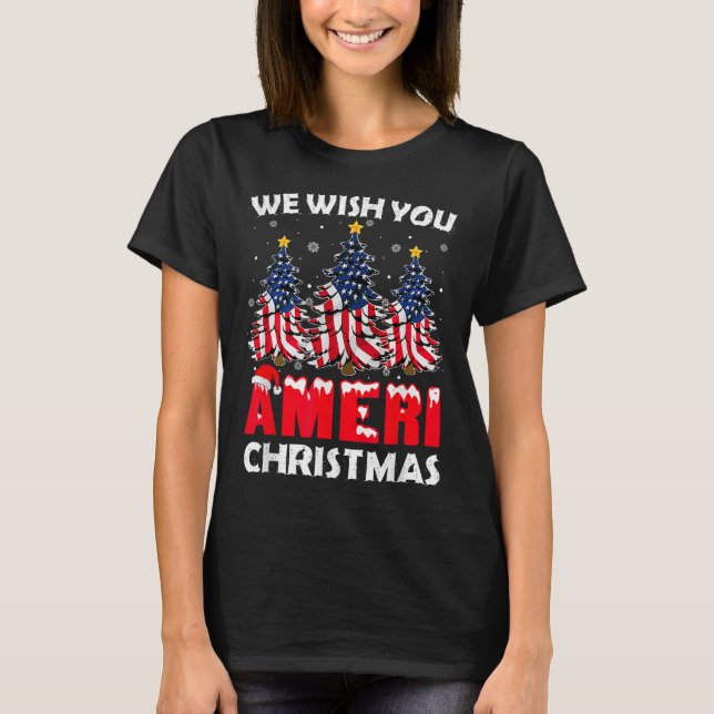 Camiseta Feliz Navidad Te Deseamos Ameri Xmas American Fl (Anverso)