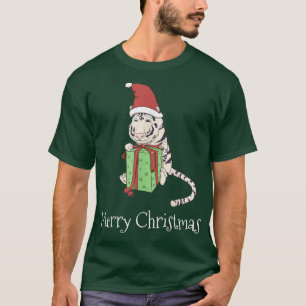 Camiseta Feliz Navidad Tee divertido Tigre Blanco Feo Chris